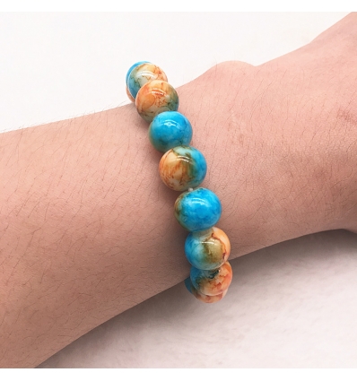 Bracelet style marbre - bleu ciel et orangé