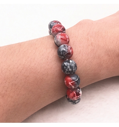 Bracelet style marbre - noir et cerise