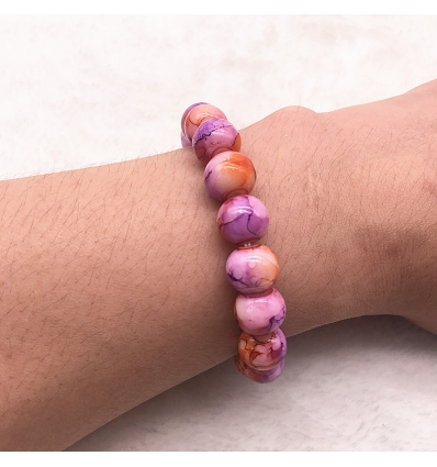 Bracelet style marbre - violet et orangé