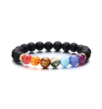 Bracelet pierre de lave - noir et multicolors