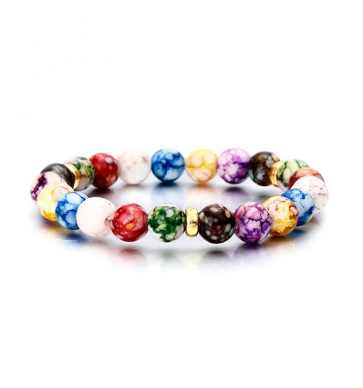 Bracelet pierre Améthyste - multicolors avec séparateurs de perles or