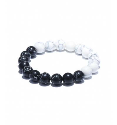 Bracelet Pierre Naturelle - noir et blanc